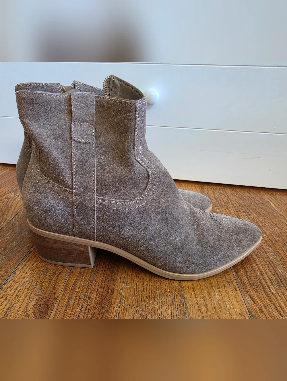 Dolce Vita Taupe Suede Western Ankle Booties - Picture 3 of 3
